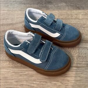 Blue Suede Vans Velcro Straps